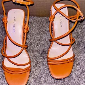 Marc Fisher Women's Orange Strappy Wedges